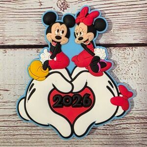 2026 Disney Mickey and Minnie Heart Hands Soft PVC Magnet